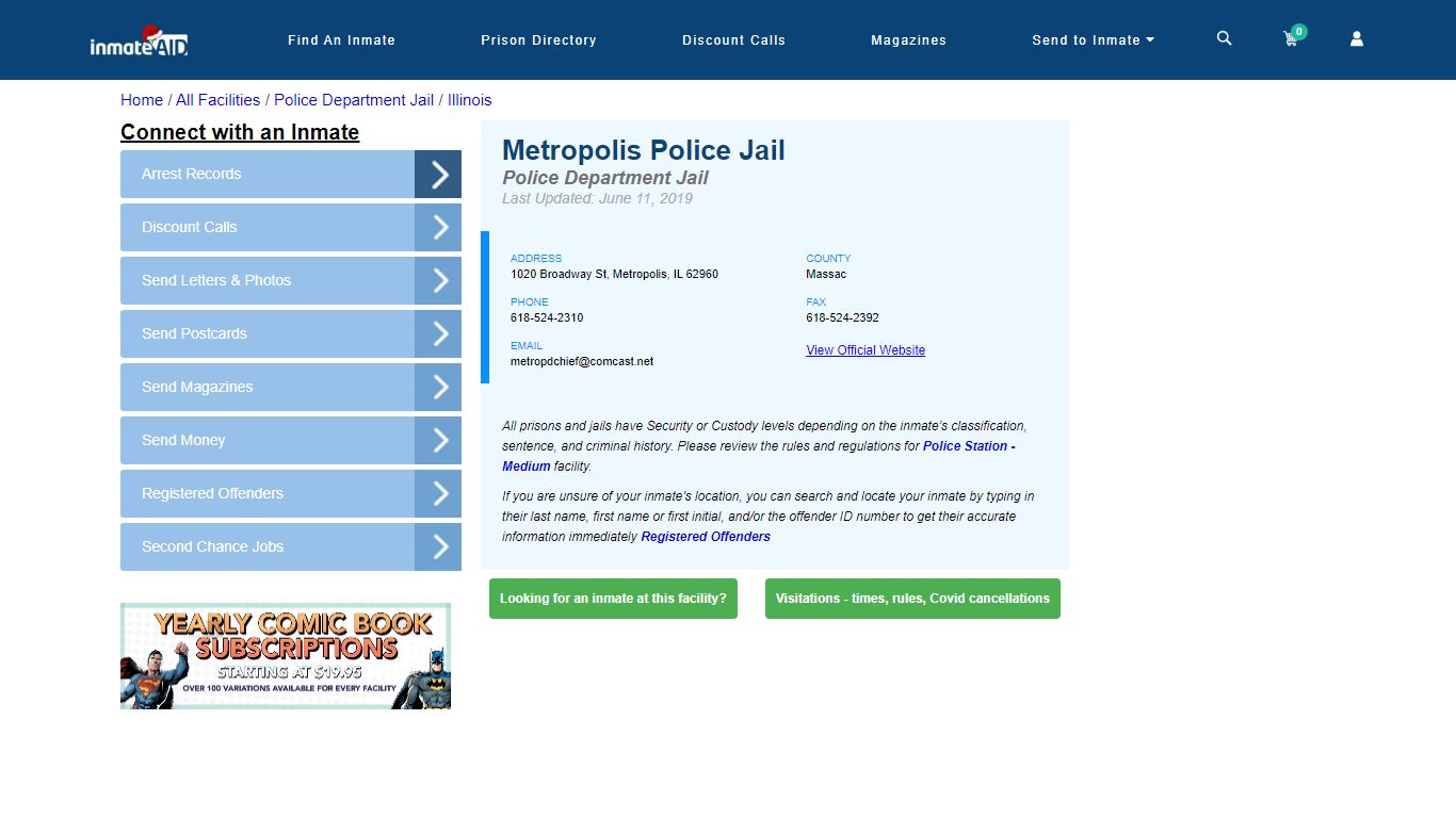 Metropolis Police Jail & Inmate Search - Metropolis, IL